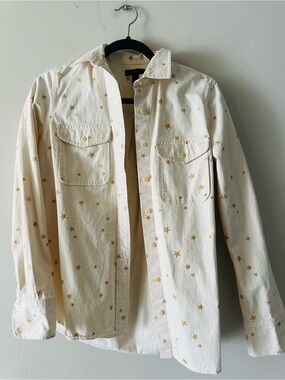 J. Crew Cream Shirt with Gold Star Print
